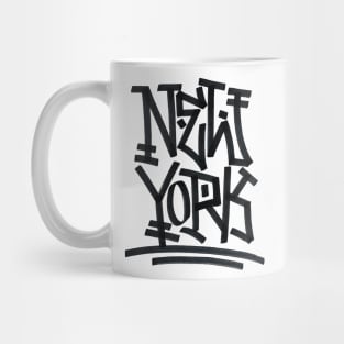 New York Tag 2 ( Black on white) Mug